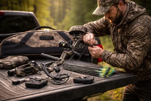 Mathews compound bow package with sight, rest and quiver installed